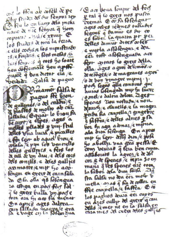 pgina del manuscrit original del llibre de Sent Sovi